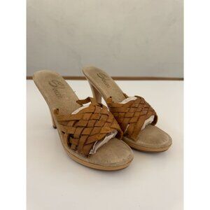 Vintage Braided Leather High Heel Slides By Graceland Size 8
